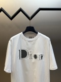 Dior Classic Embroidered Logo Round Neck T-shirt Couple Casual Loose Short Sleeve