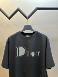 Dior Classic Embroidered Logo Round Neck T-shirt Couple Casual Loose Short Sleeve