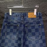 Louis Vuitton New Classic Checkered Jeans Couple's Retro Washed Casual Jeans