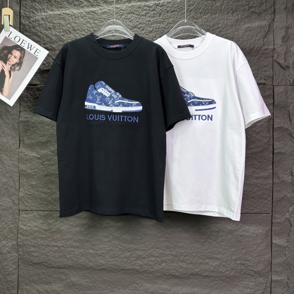 Louis Vuitton Classic Trendy Shoes Logo Printed Short Sleeve Unisex Casual Loose T-shirt