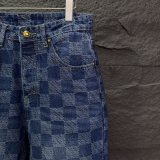 Louis Vuitton New Classic Checkered Jeans Couple's Retro Washed Casual Jeans