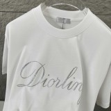 Dior Classic Logo Printed Round Neck T-shirt Couple Casual Loose Short Sleeve