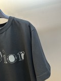Dior Classic Embroidered Logo Round Neck T-shirt Couple Casual Loose Short Sleeve