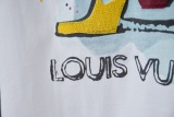 Louis Vuitton 26SS Fashion Inkjet Graffiti Toothbrush Embroidered Logo Short Sleeve Unisex Casual Versatile T-shirt
