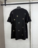 Louis Vuitton Fashion Full Hot Diamond Logo T-shirt Couple Casual Loose Short Sleeve