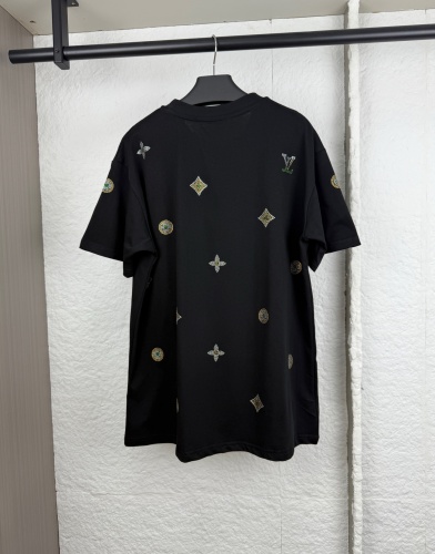 Louis Vuitton Fashion Full Hot Diamond Logo T-shirt Couple Casual Loose Short Sleeve