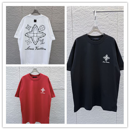 Louis Vuitton 26ss Classic Embroidered Logo T-shirt Couple Versatile Loose Short Sleeve