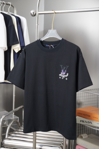 Louis Vuitton 26SS Fashion Contrast Embroidered Logo Short Sleeve Unisex Casual Versatile T-shirt