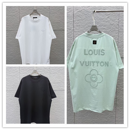 Louis Vuitton 26ss Classic Embroidered Logo T-shirt Couple Versatile Loose Short Sleeve