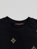 Louis Vuitton Fashion Full Hot Diamond Logo T-shirt Couple Casual Loose Short Sleeve