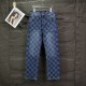 Louis Vuitton New Classic Checkered Jeans Couple's Retro Washed Casual Jeans
