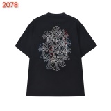 Chrome Hearts 26ss Classic Embroidered Cross Group Short Sleeve Couple Casual Versatile T-shirt