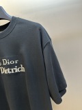 Dior Classic Embroidered Logo T-shirt Couple Casual Loose Short Sleeve