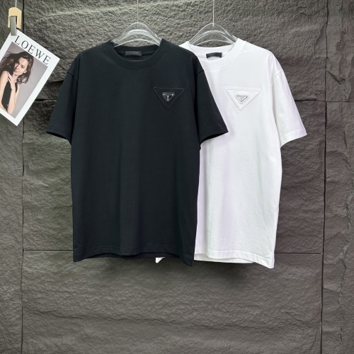Prada Classic Embroidered Triangle Logo Short Sleeve Unisex Casual Loose T-shirt