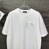 Prada Classic Embroidered Triangle Logo Short Sleeve Unisex Casual Loose T-shirt
