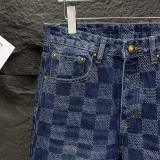 Louis Vuitton New Classic Checkered Jeans Couple's Retro Washed Casual Jeans