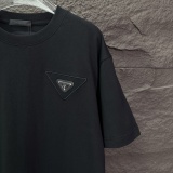 Prada Classic Embroidered Triangle Logo Short Sleeve Unisex Casual Loose T-shirt
