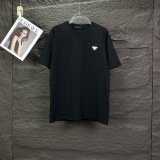 Prada Classic Embroidered Triangle Logo Short Sleeve Unisex Casual Loose T-shirt