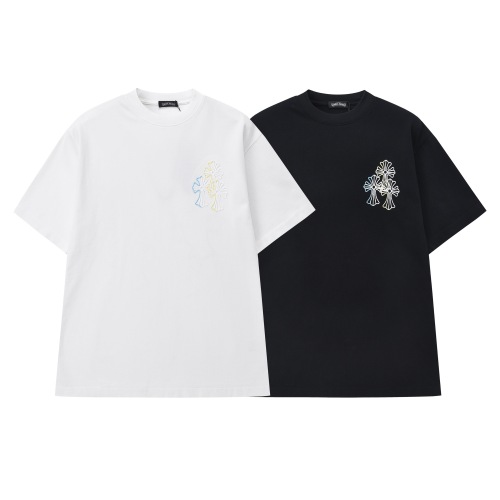 Chrome Hearts 26ss Classic Embroidered Cross Group Short Sleeve Couple Casual Versatile T-shirt