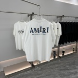 Amiri 26SS Fashion Denim Patch Embroidered Logo Short Sleeve Unisex Casual Versatile T-shirt