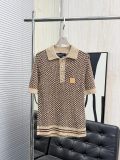 Louis Vuitton 26ss Unisex Fashion Thousand Bird Grid Knitted Mesh Polo Shirt