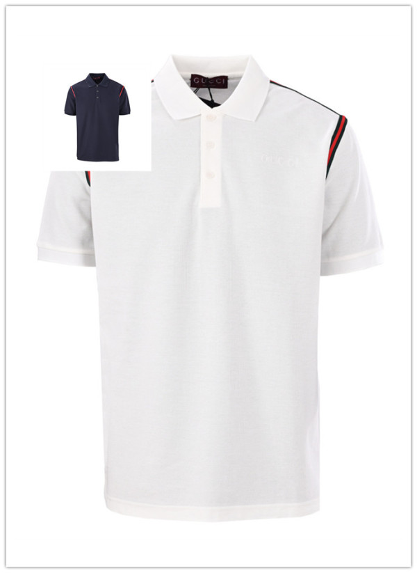 Gucci Classic Embroidered Logo Splicing Ribbon Short Sleeve Polo Shirt