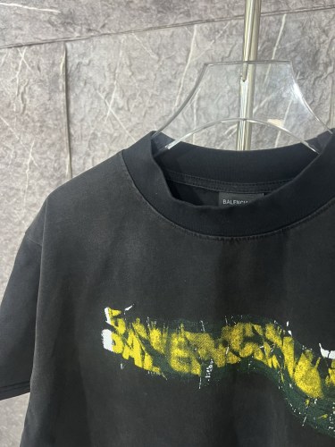 Balenciaga 26SS Personalized Logo Printed Water Washed Short Sleeve Couple Versatile Loose T-shirt