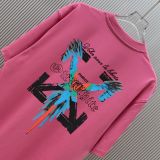 Off White Fashion Arrow Logo Printed T-shirt Unisex Casual Versatile Short Sleeve
