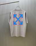 Off White Classic Arrow Logo Printed Washed T-shirt Unisex Casual Versatile Short Sleeve