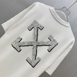 Off White Fashion Arrow Logo Printed T-shirt Unisex Casual Versatile Short Sleeve