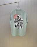 Chrome Hearts Classic Horseshoe Cross Printed Washed T-shirt Unisex Casual Versatile Short Sleeve