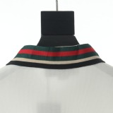 Gucci Classic Tiger Head Embroidered Red Green Ribbon Short Sleeve Polo Shirt