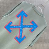 Off White Classic Arrow Logo Printed Washed T-shirt Unisex Casual Versatile Short Sleeve