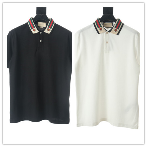 Gucci Classic Tiger Head Embroidered Red Green Ribbon Short Sleeve Polo Shirt