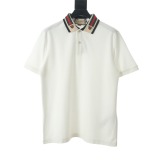 Gucci Classic Tiger Head Embroidered Red Green Ribbon Short Sleeve Polo Shirt