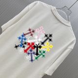 Chrome Hearts Classic Cross Print Washed T-shirt Unisex Casual Versatile Short Sleeve