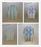 Off White Classic Arrow Logo Printed Washed T-shirt Unisex Casual Versatile Short Sleeve