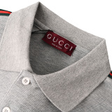 Gucci Classic Embroidered Logo Splicing Ribbon Short Sleeve Polo Shirt