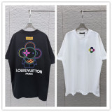 Louis Vuitton 26ss Personalized Embroidered Round Neck T-shirt Couple Versatile Loose Short Sleeve