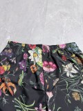 Gucci 26SS Fashion Full Print Plant Flower Print Silkworm Silk Short Sleeve Shirt Casual Shorts Set