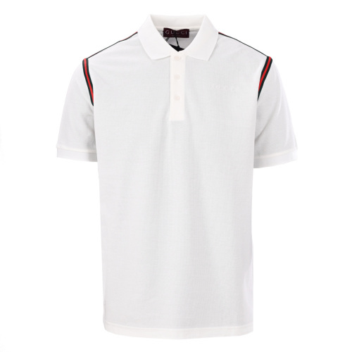 Gucci Classic Embroidered Logo Splicing Ribbon Short Sleeve Polo Shirt