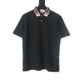 Gucci Classic Tiger Head Embroidered Red Green Ribbon Short Sleeve Polo Shirt