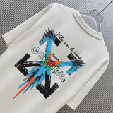 Off White Fashion Arrow Logo Printed T-shirt Unisex Casual Versatile Short Sleeve