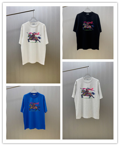 Burberry Classic War Horse Logo Printed T-shirt Unisex Casual Versatile Short Sleeve