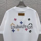 Louis Vuitton 26ss Fashion Bead Embroidered Logo T-shirt Couple Versatile Loose Short Sleeve