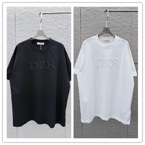 Dior Classic Embroidered Logo Short Sleeve Unisex Loose Casual T-shirt