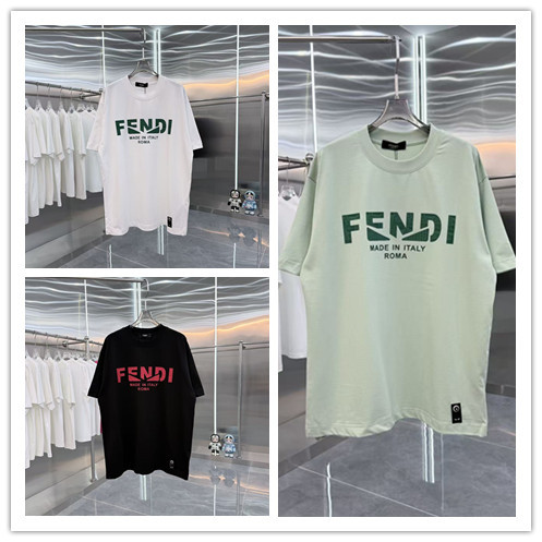 Fendi 26SS Fashion Logo Printed Short Sleeve Unisex Casual Loose T-shirt