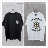 Chrome Hearts 26SS Fashion Embroidered Cross Embroidered Short Sleeve Unisex Casual Round Neck T-shirt