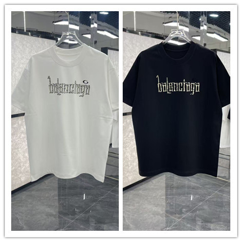 Balenciaga 26SS Personalized Offset Logo Short Sleeve Unisex Casual Loose T-shirt