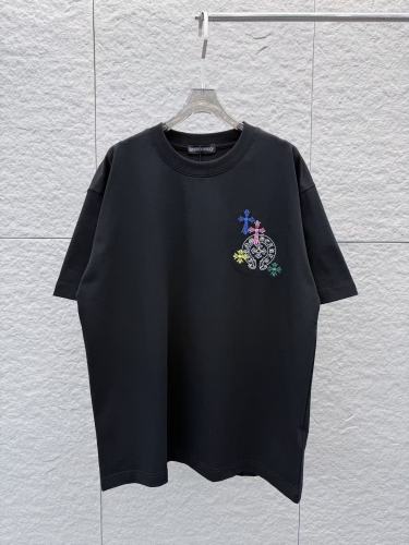 Chrome Hearts 26SS Fashion Embroidered Horseshoe Cross Embroidered Short Sleeve Unisex Casual Loose T-shirt